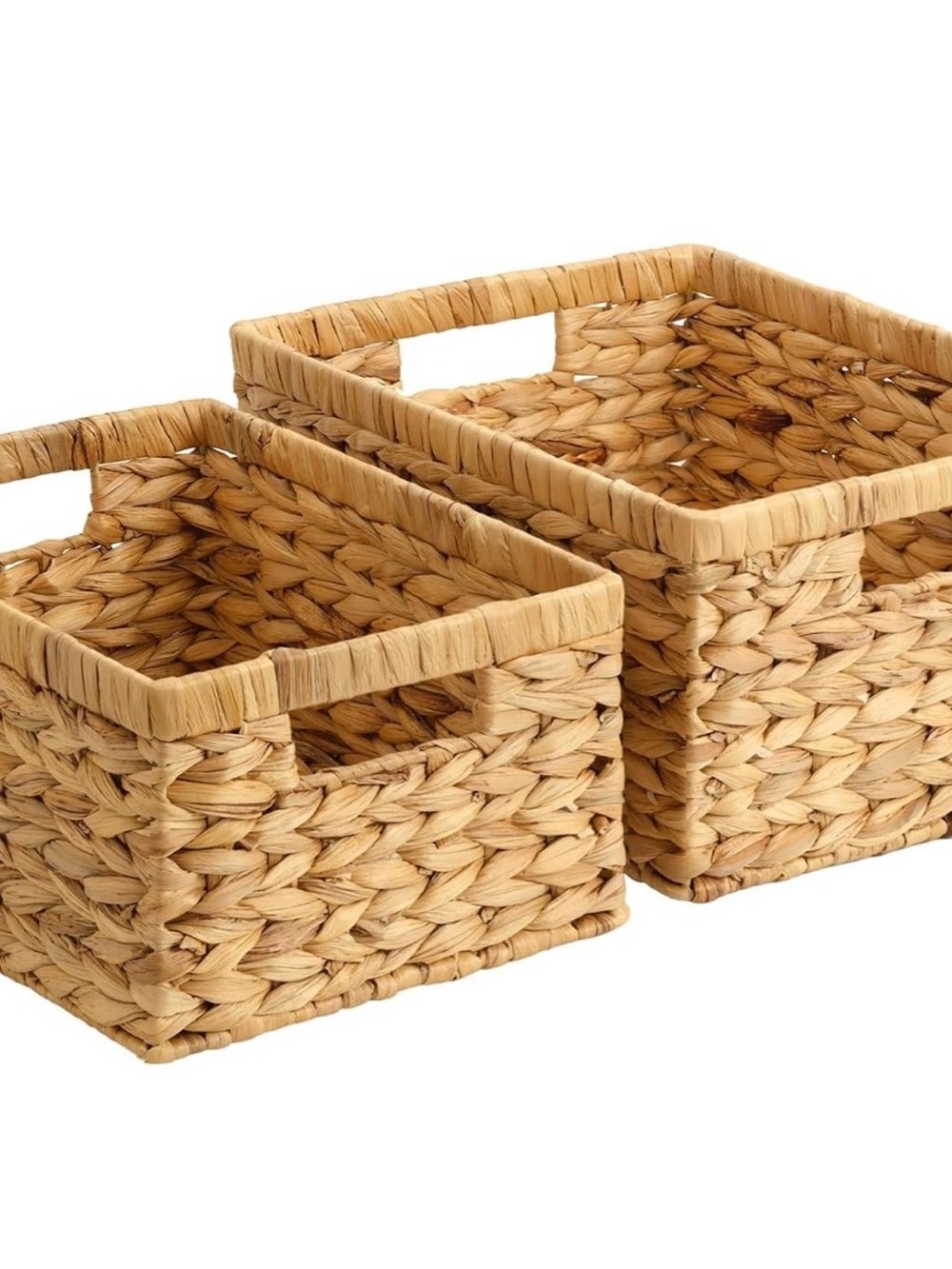 StorageWorks Wicker Storage Baskets for Shelves, Hyacinth Baskets, 2-Pack